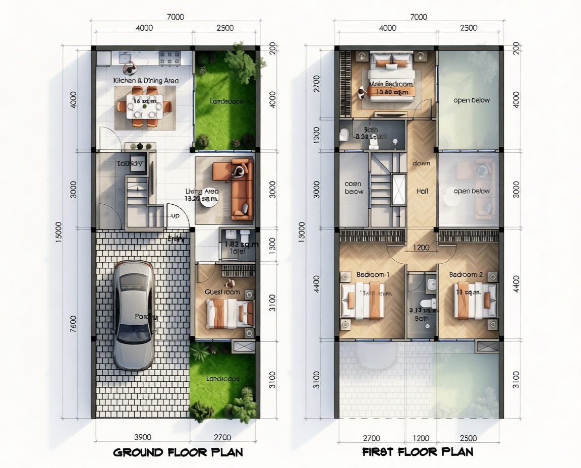 Modern Two-Story House Plan free 3D printable STL