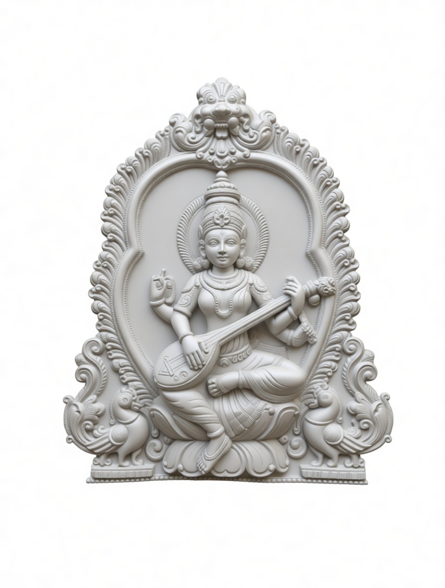 Saraswati Statue Relief free 3D printable STL