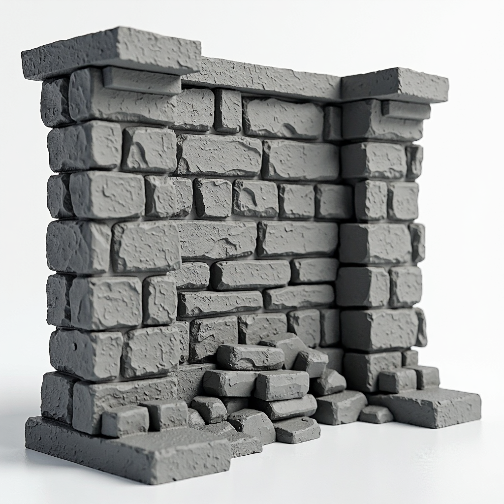 Fantasy Ruin Brick Wall free 3D printable STL