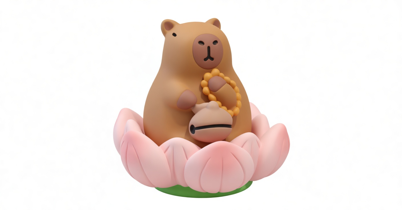 Bear Figurine on Flower free 3D printable STL