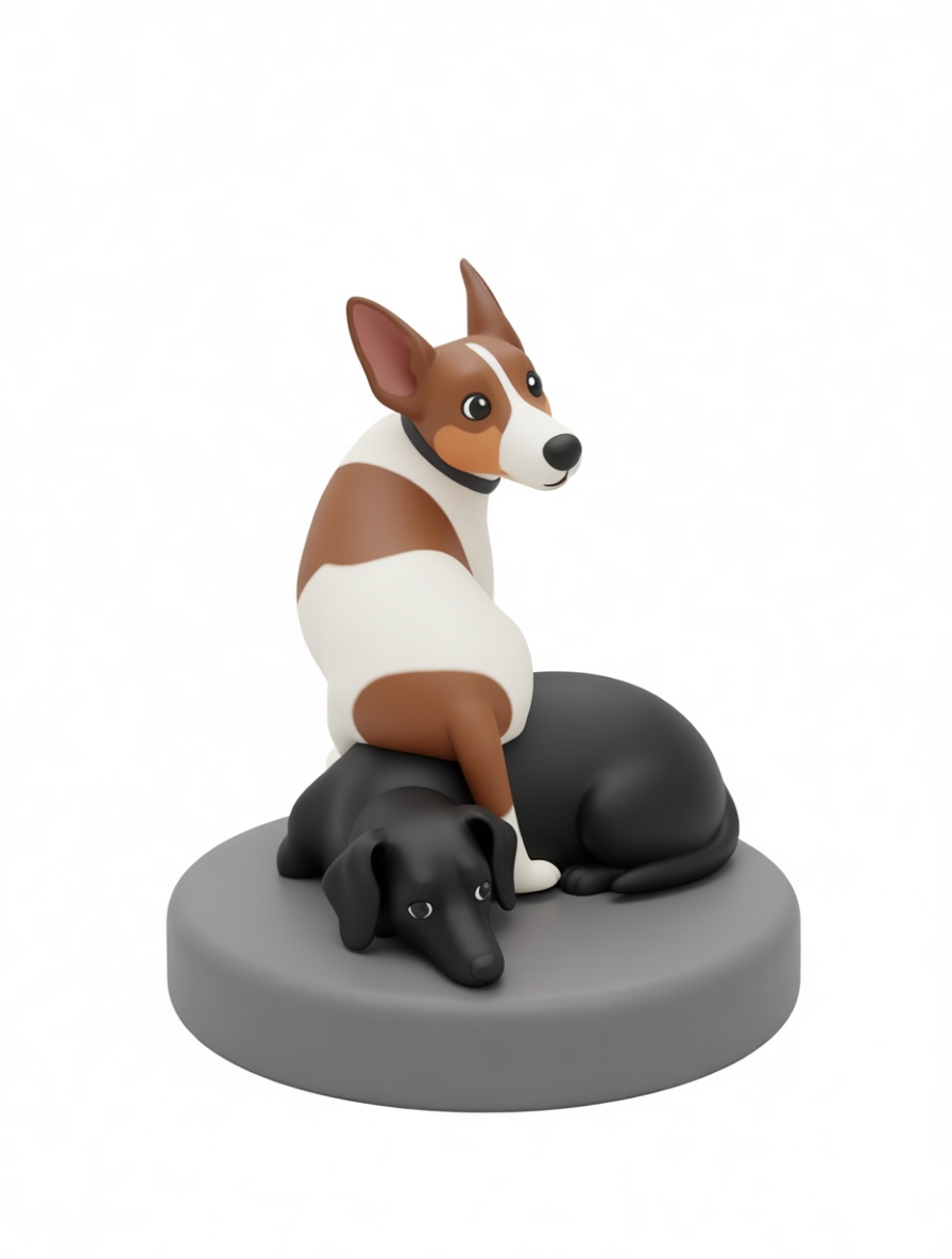 Basenji and Black Labrador Figurine free 3D printable STL