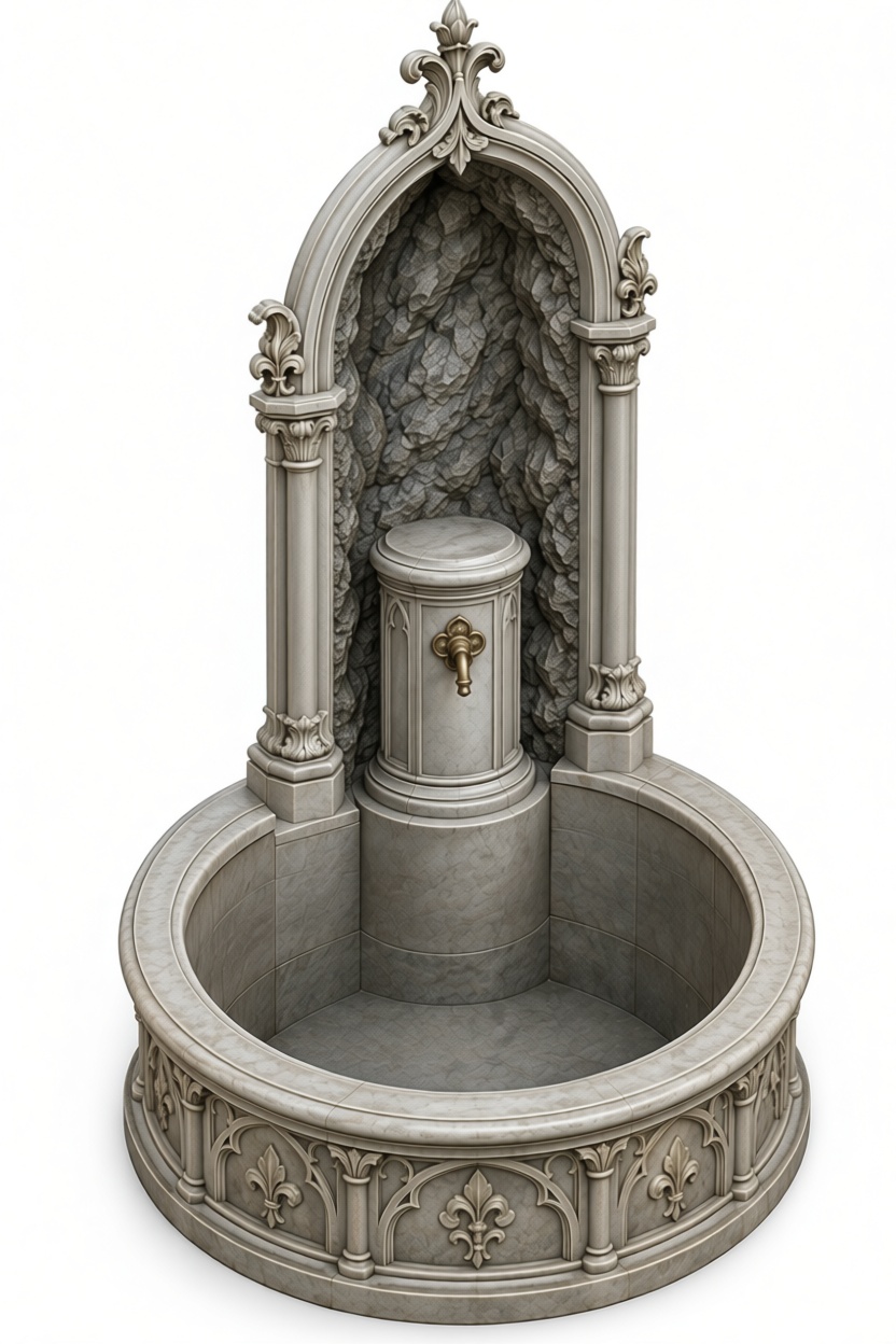 Gothic Wall Fountain free 3D printable STL