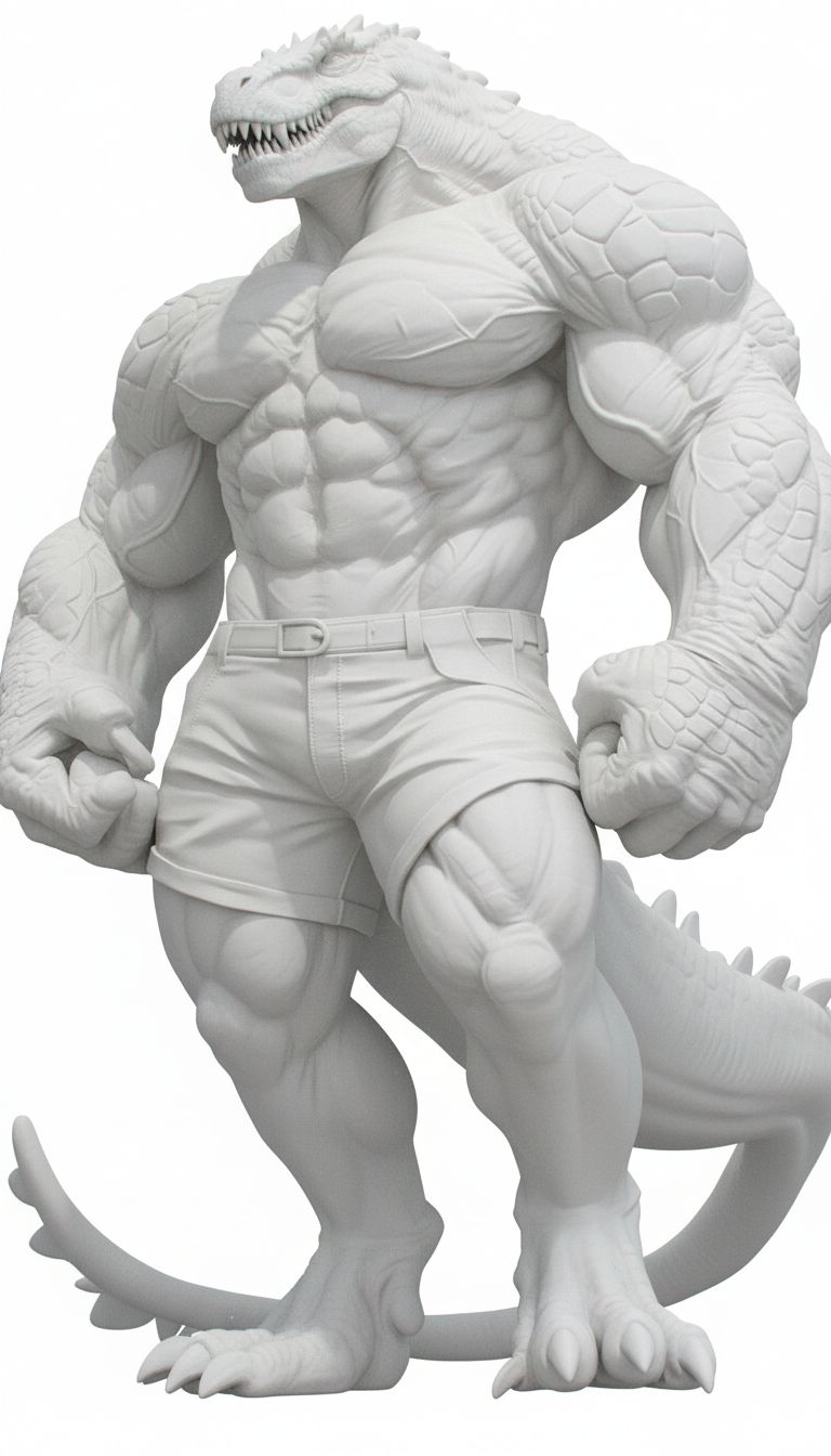 Muscular Lizardman Figurine free 3D printable STL