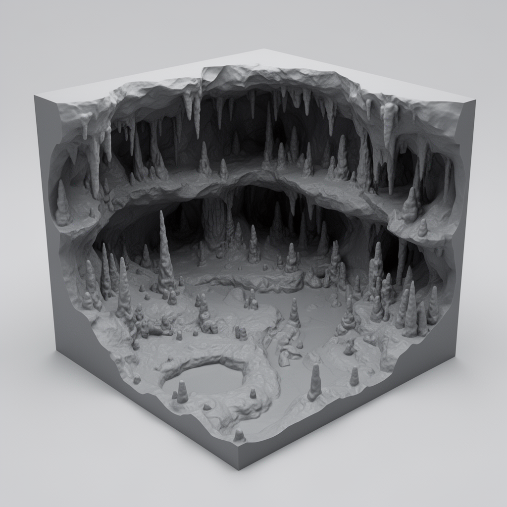 Karst Cave Cubic Model free 3D printable STL