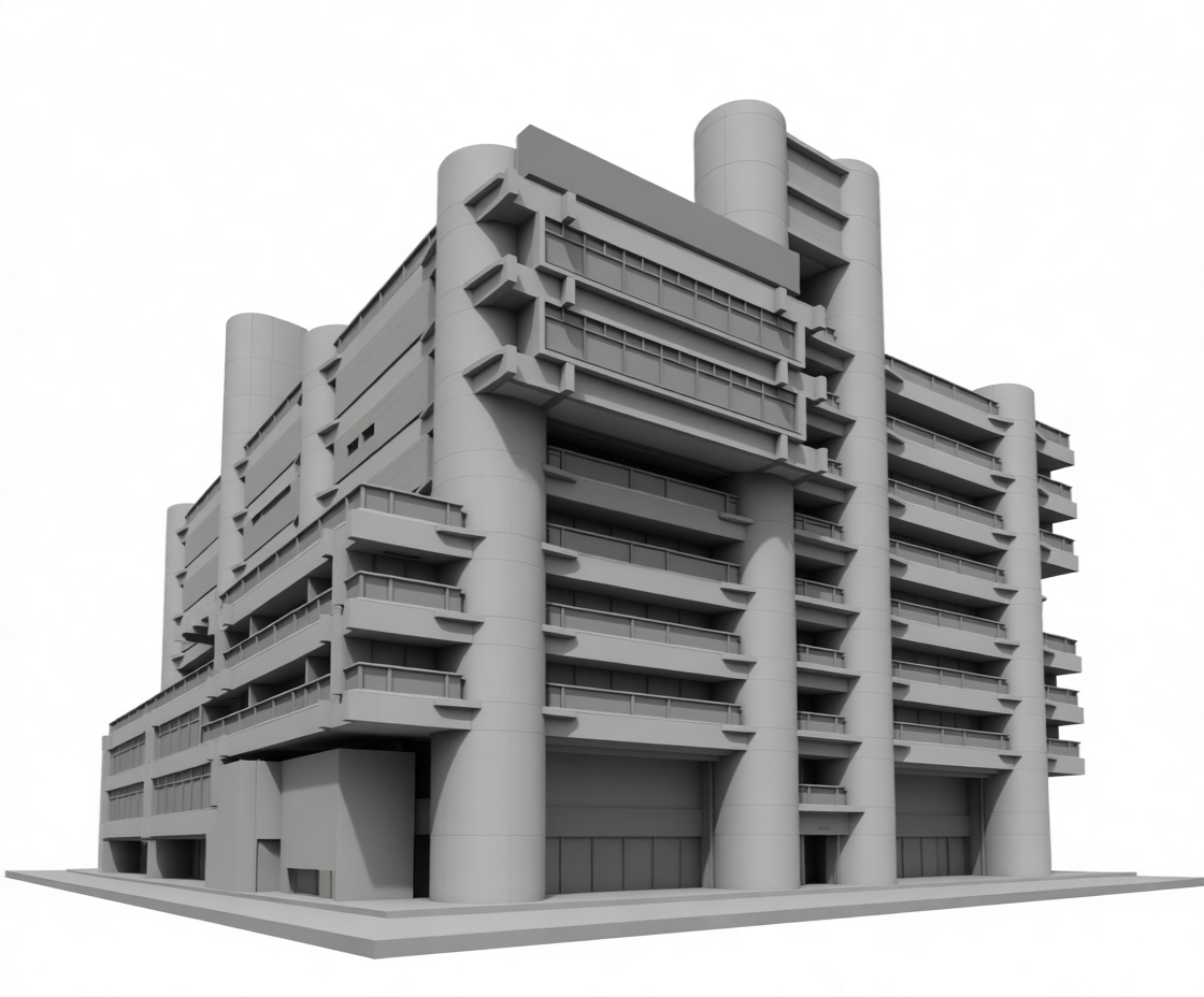 Brutalist Building Model free 3D printable STL