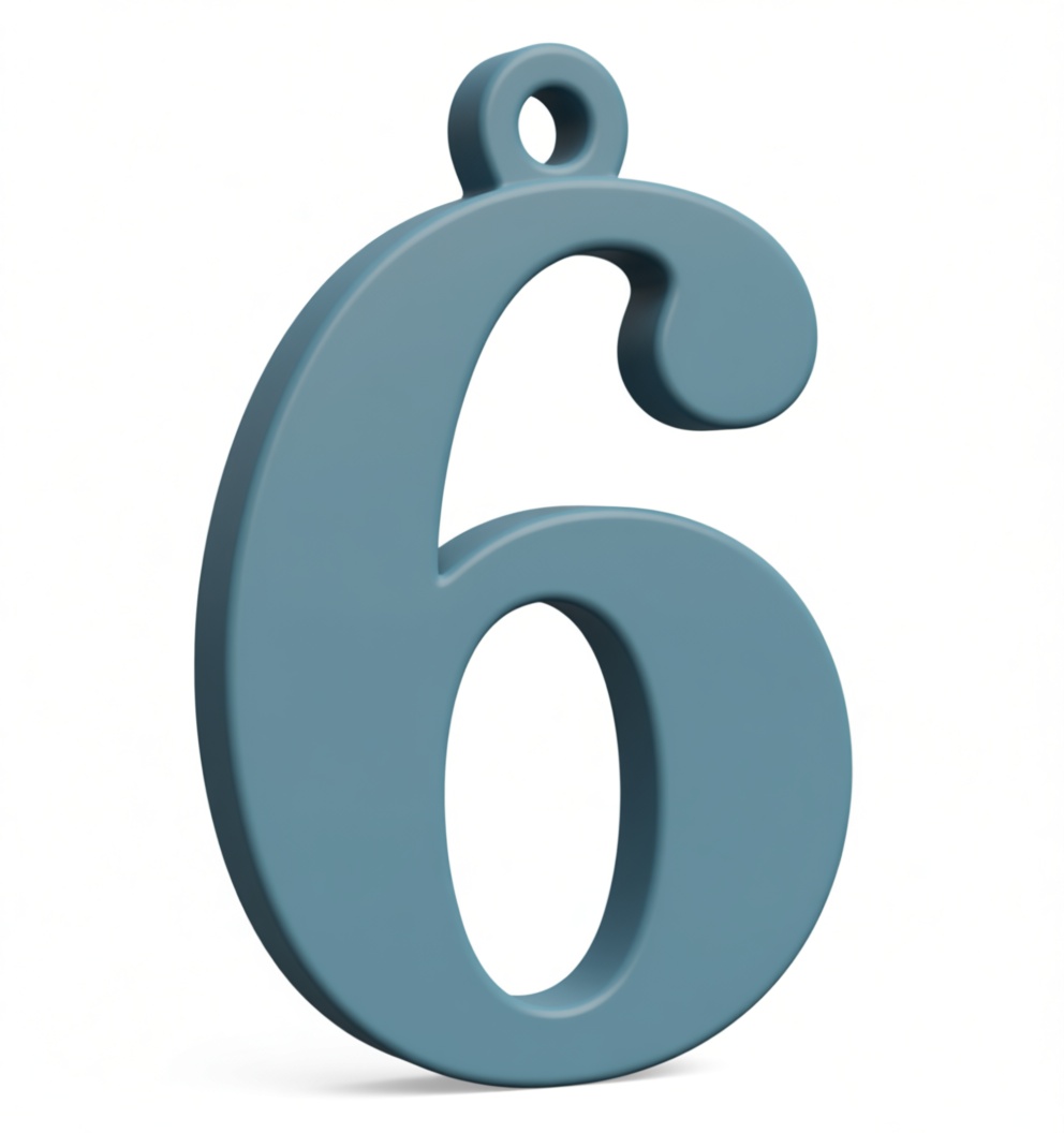 Number 6 Pendant free 3D printable STL