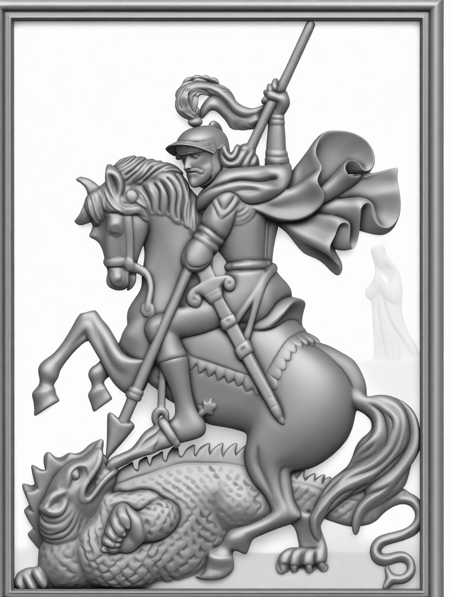 Saint George Relief Sculpture free 3D printable STL