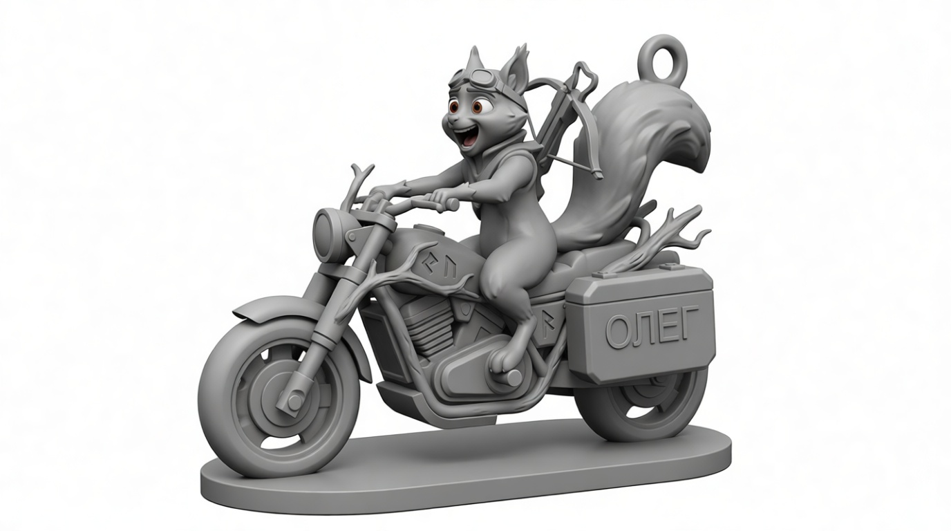 Squirrel Motorbike Figurine free 3D printable STL