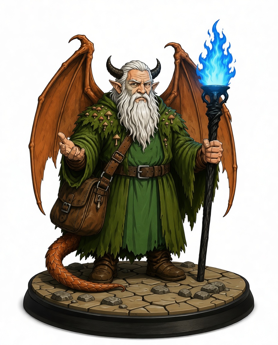 Winged Druid Figurine free 3D printable STL