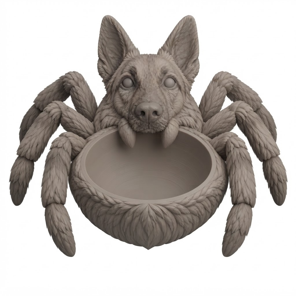 German Shepherd Spider Bowl free 3D printable STL