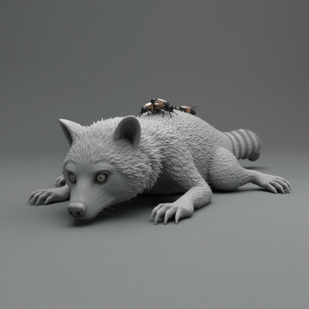 Dead Raccoon Figurine free 3D printable STL
