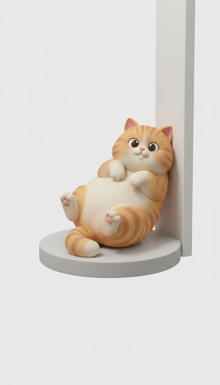 Chubby Tabby Cat Figurine free 3D printable STL