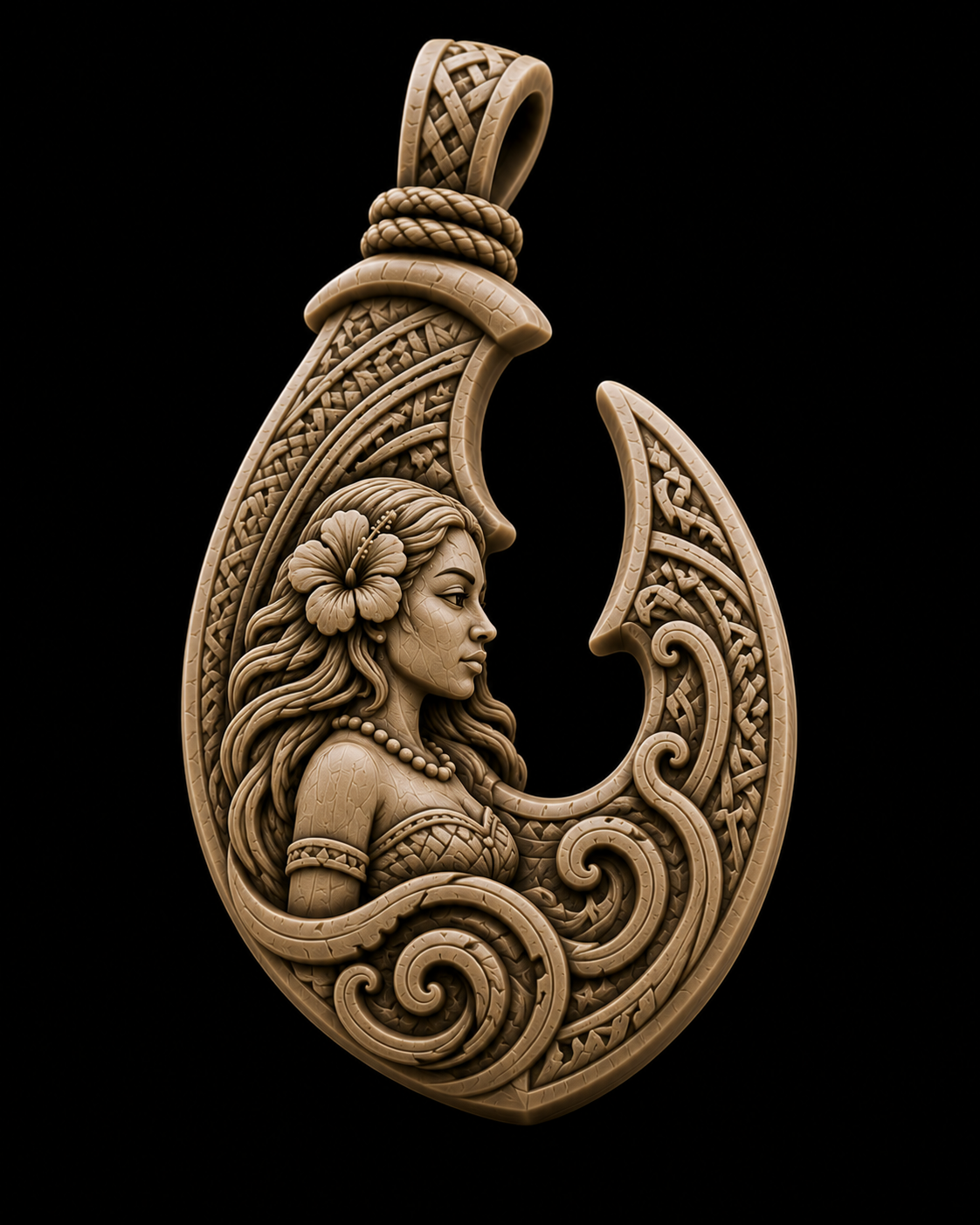 Polynesian Woman Pendant free 3D printable STL