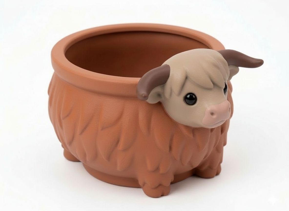 Highland Cow Planter free 3D printable STL