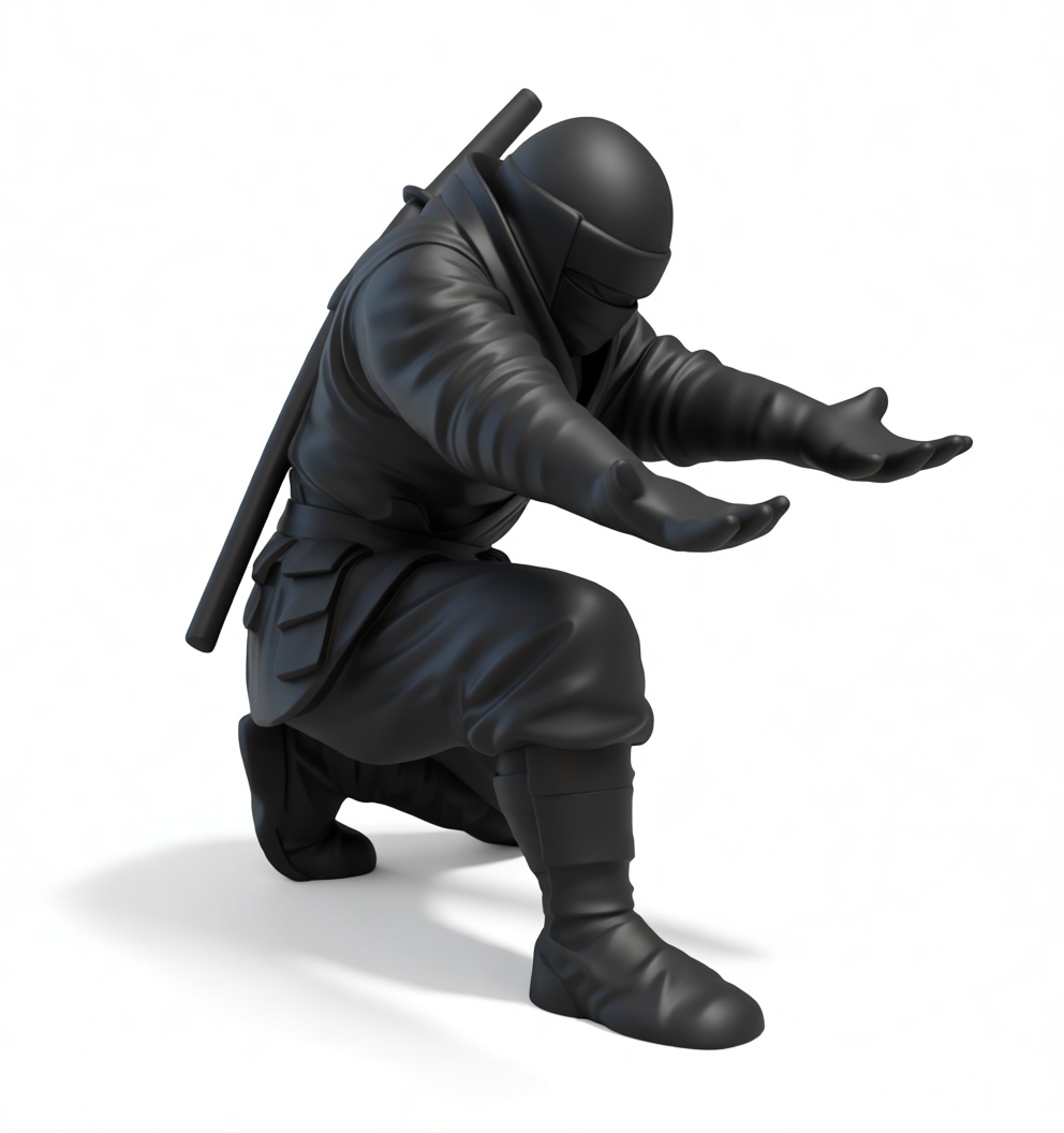 Kneeling Ninja Figurine free 3D printable STL