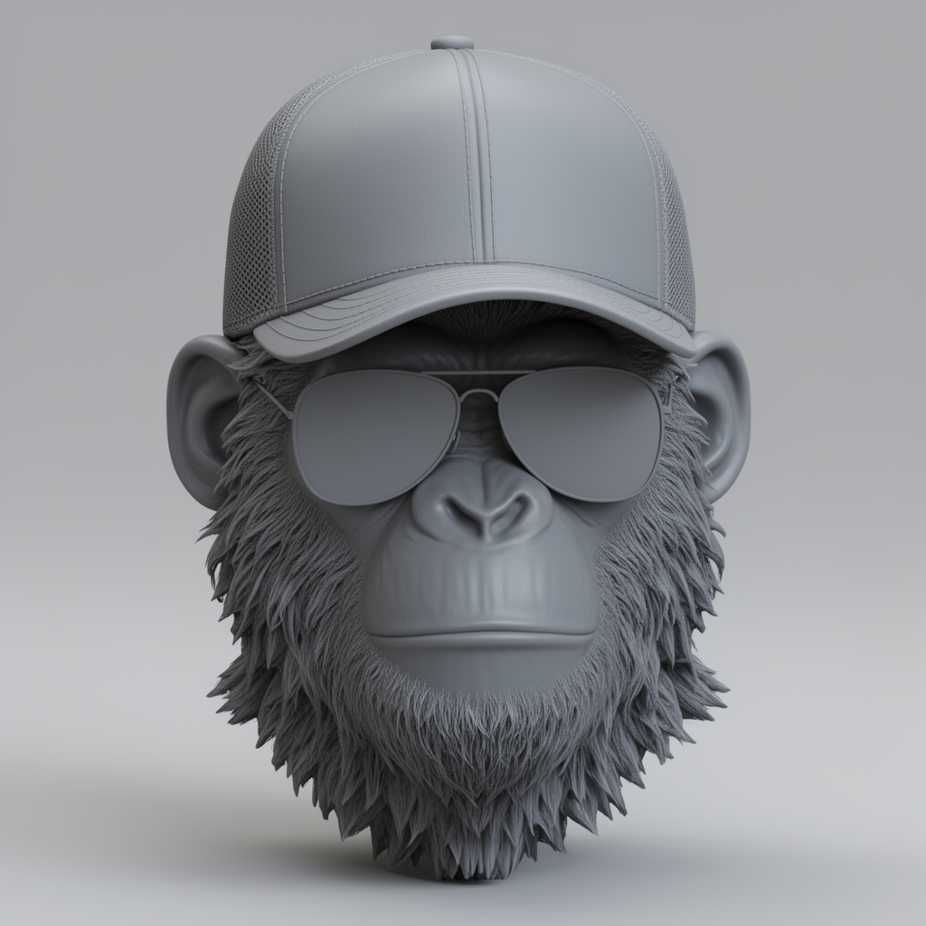 Chimpanzee Bust with Trucker Cap free 3D printable STL