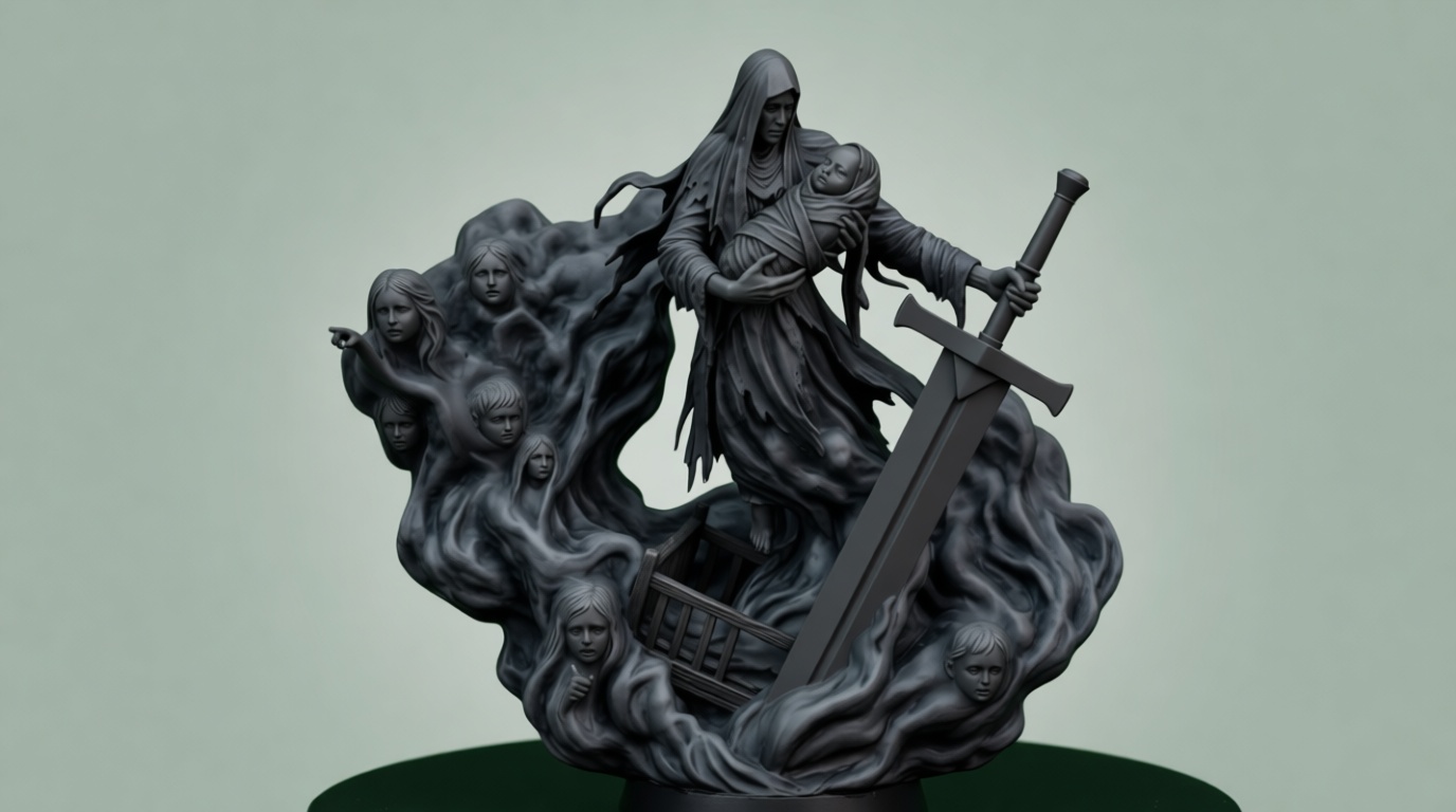 Grim Reaper with Souls Figurine free 3D printable STL