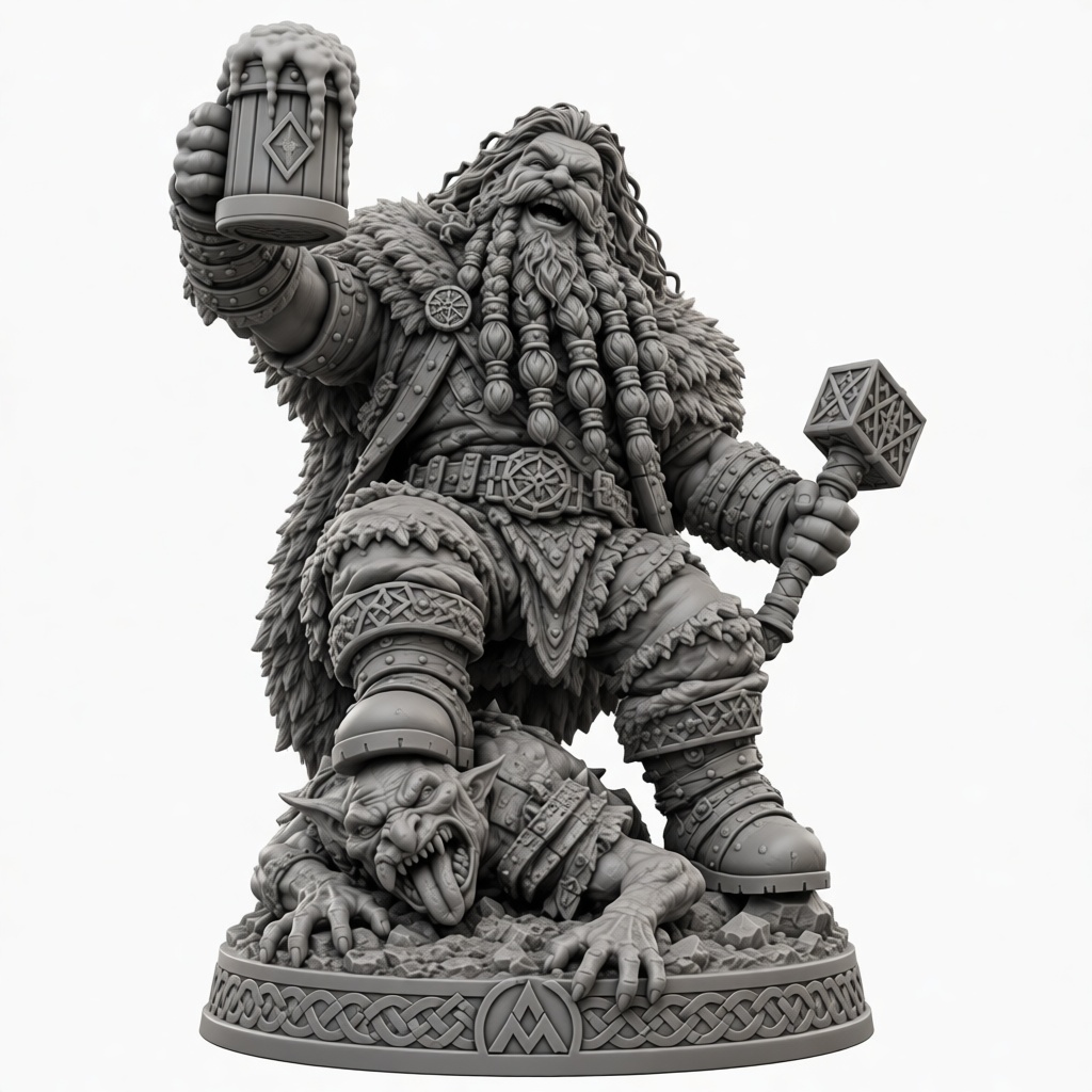 Dwarven Warrior Figurine free 3D printable STL