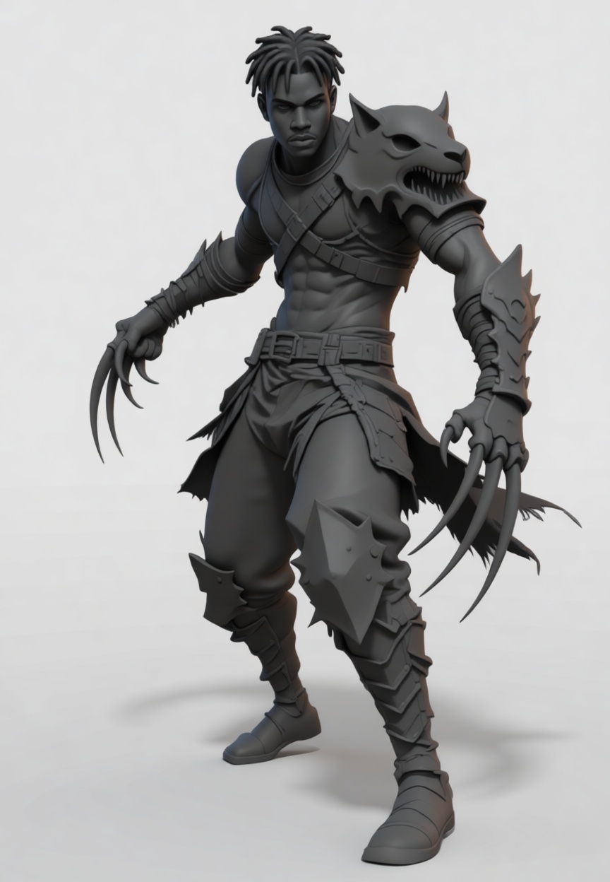 Warrior with Wolf Armor Figurine free 3D printable STL