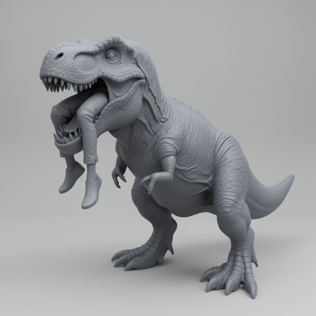 T-Rex Figurine with Human Legs free 3D printable STL