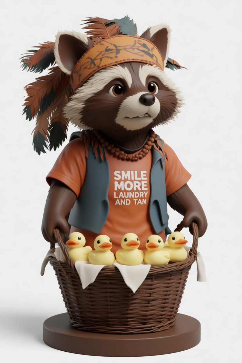 Raccoon Figurine with Ducks free 3D printable STL
