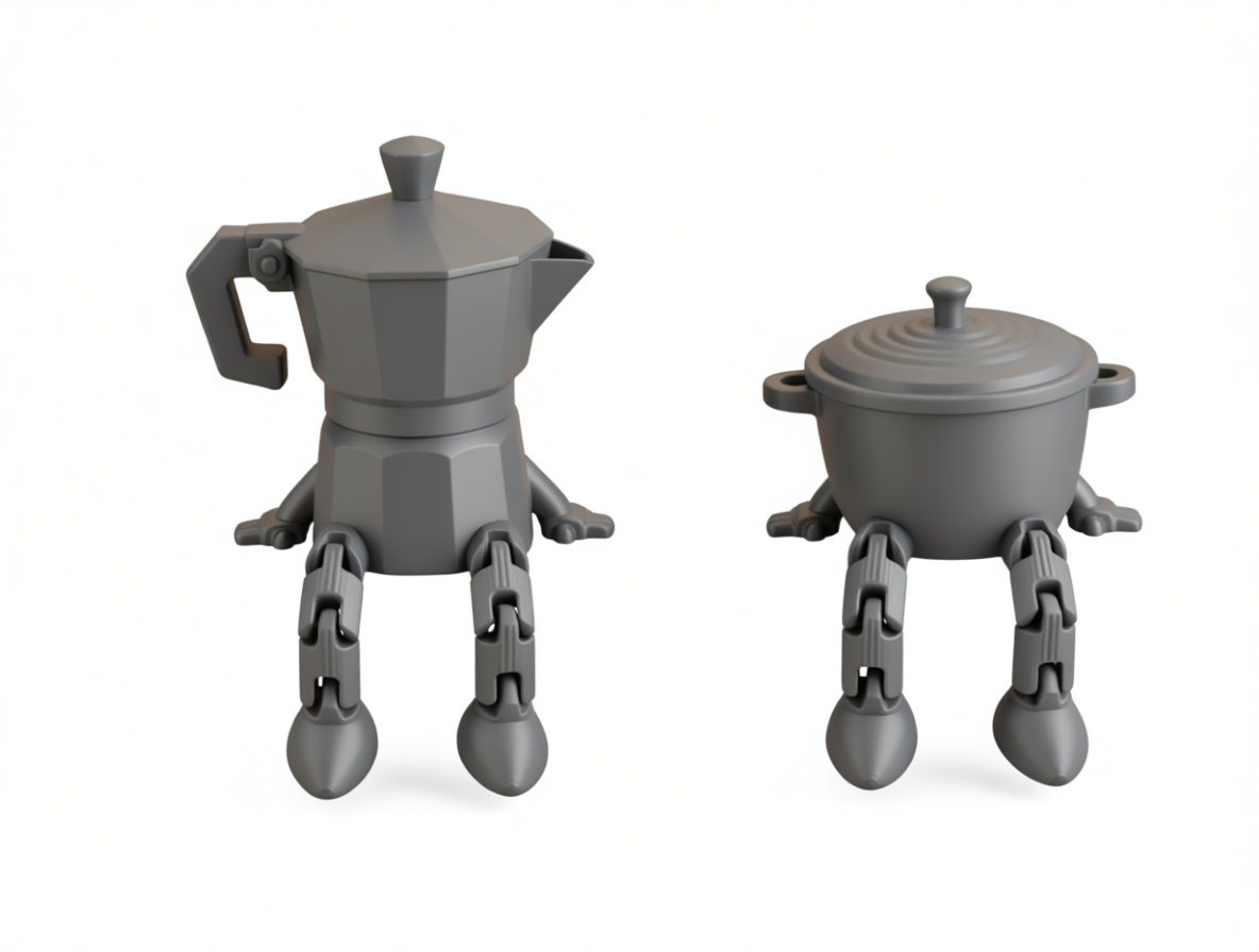 Kettle and Pot Robot Figurines free 3D printable STL