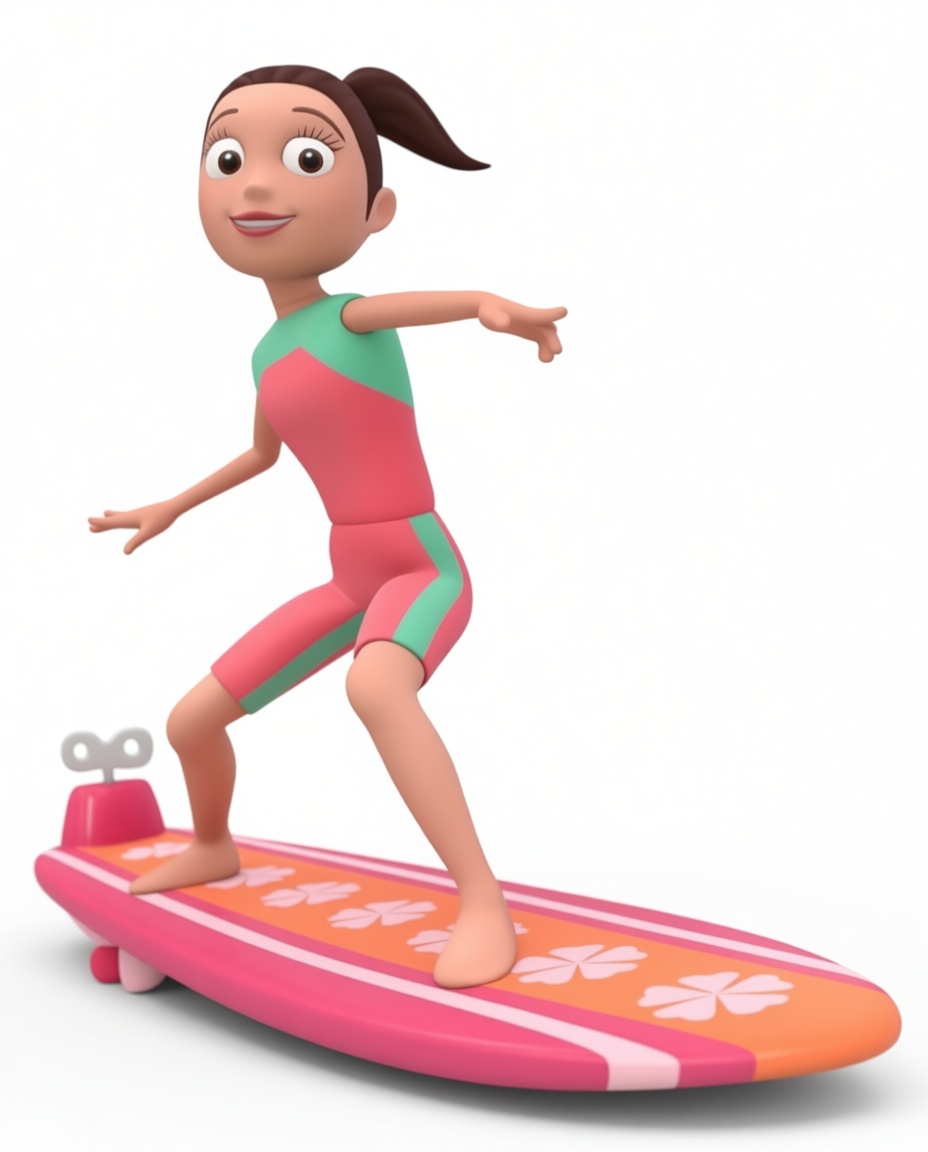 Girl Surfer Figurine free 3D printable STL