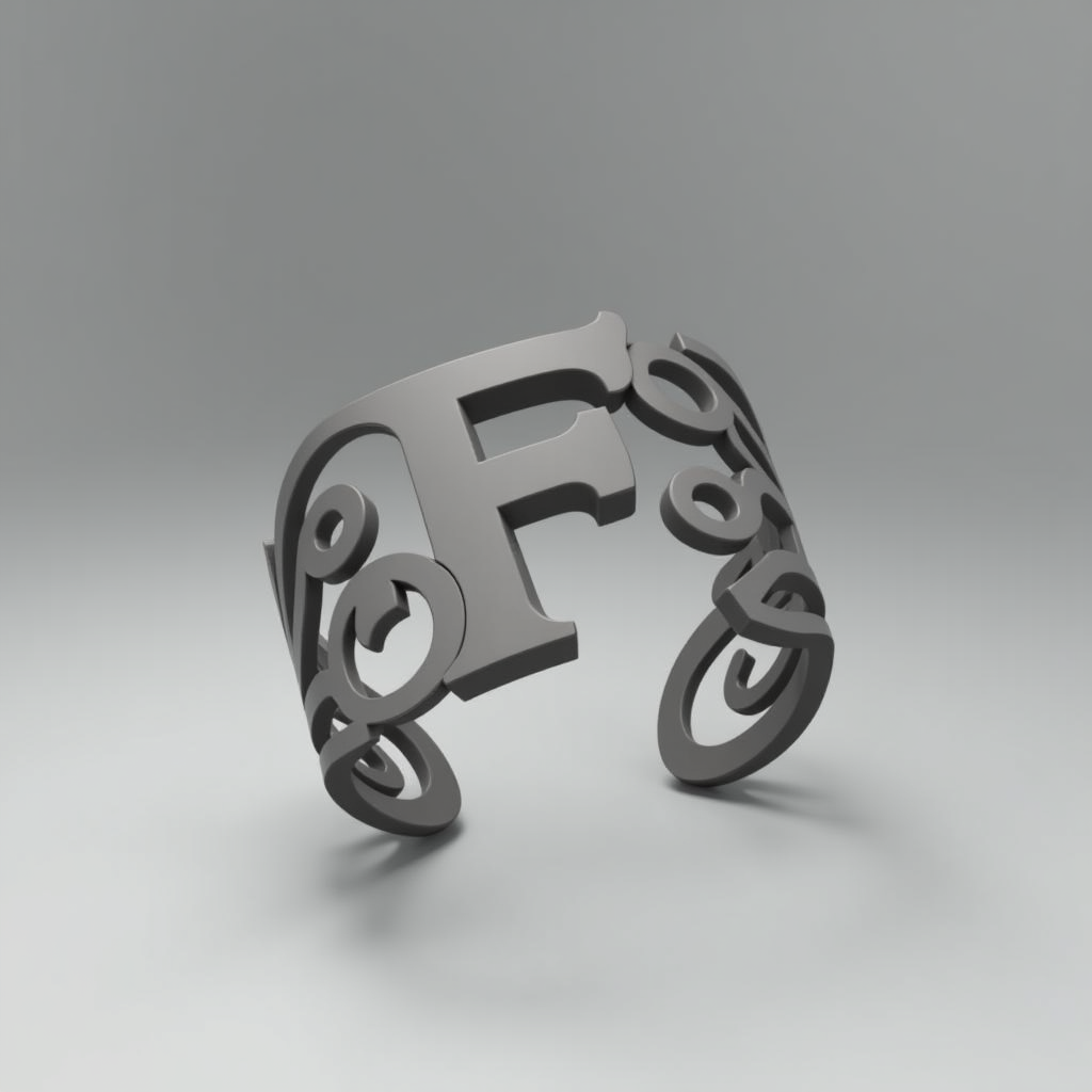 Ornate F Cuff Bracelet free 3D printable STL