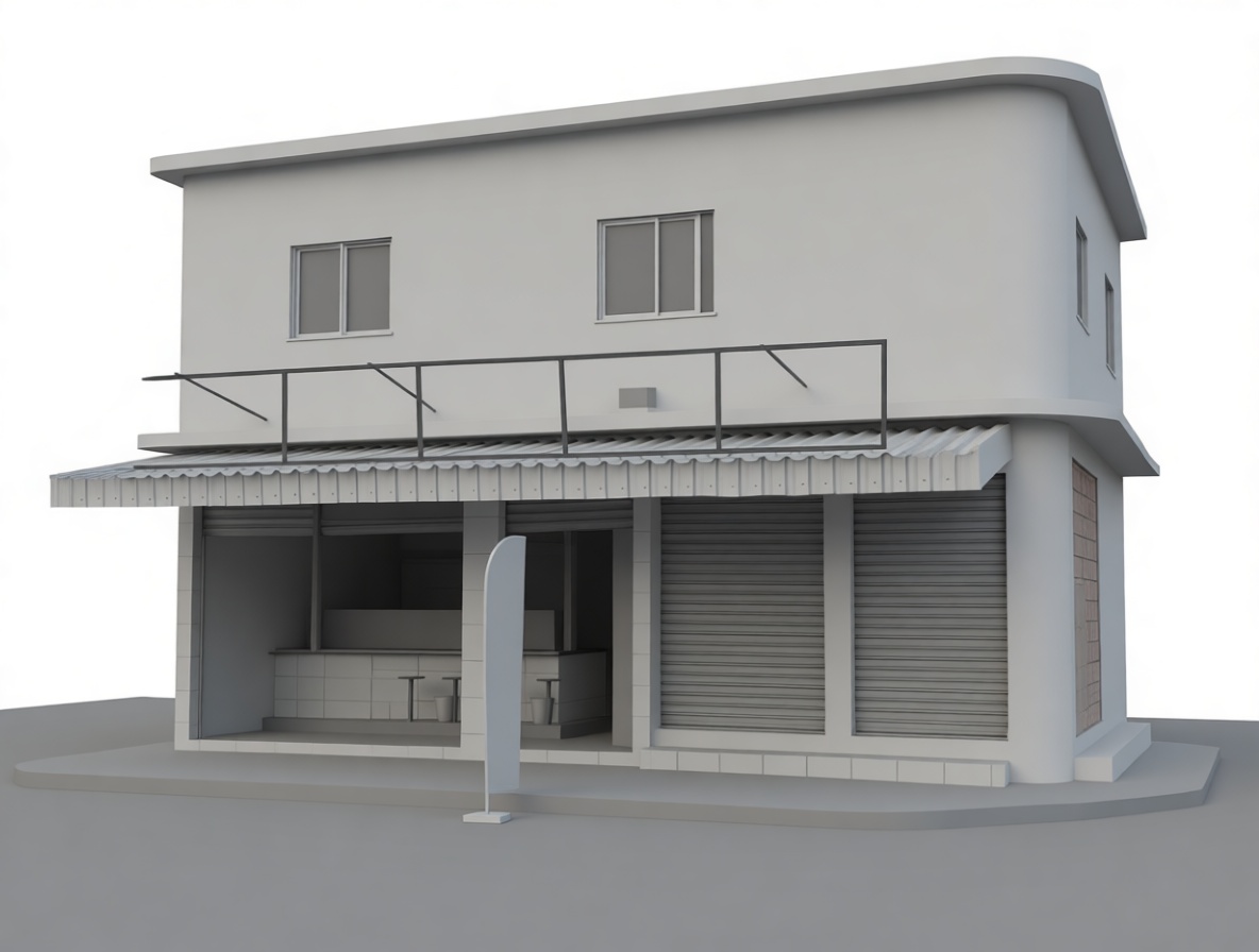 Small Cafe Building Model free 3D printable STL