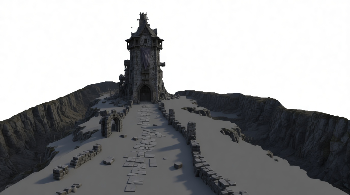Medieval Tower Terrain Model free 3D printable STL