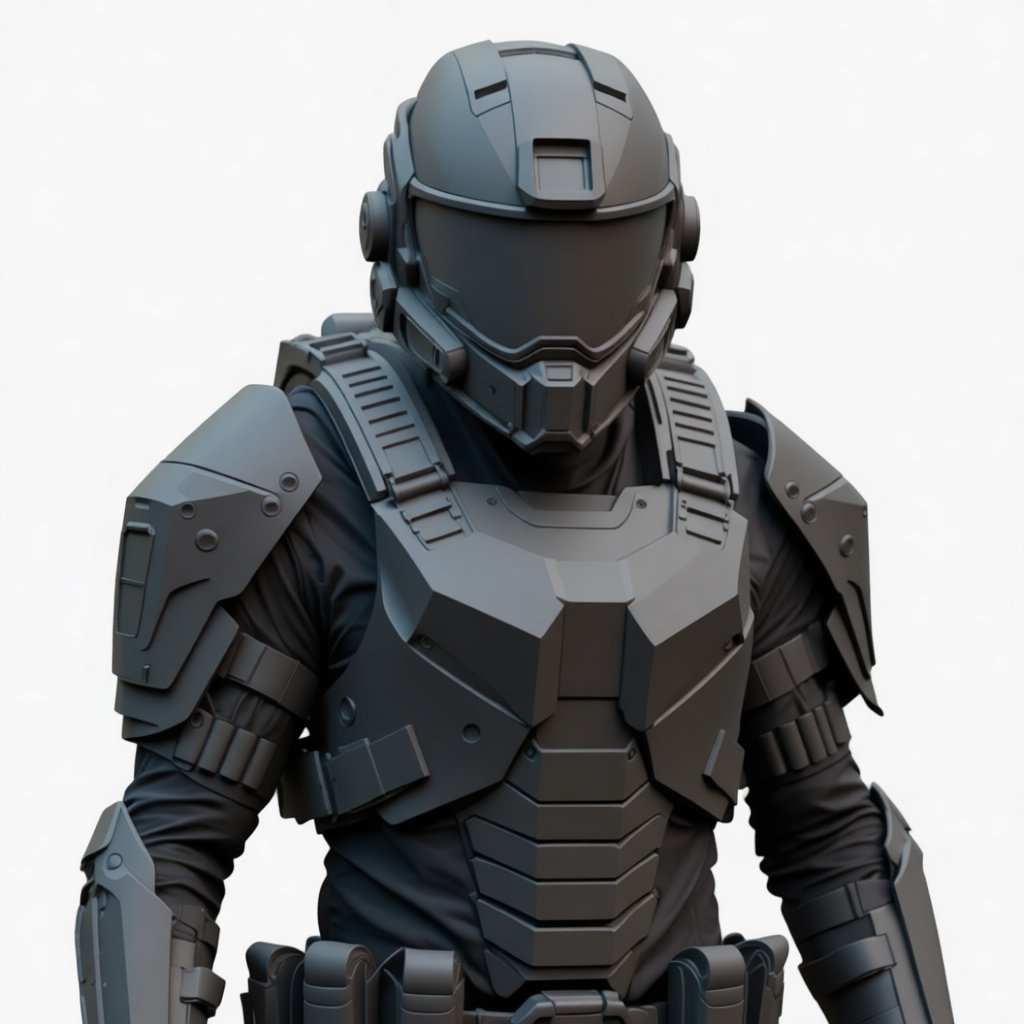 Futuristic Soldier Armor Figurine free 3D printable STL