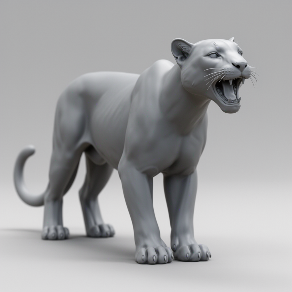 Mountain Lion Roaring Figurine free 3D printable STL
