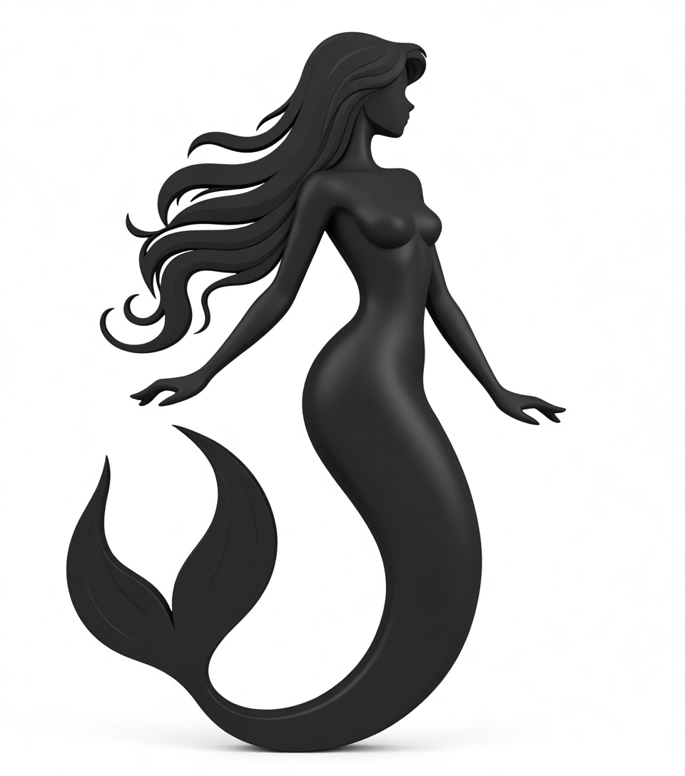 Mermaid Silhouette Figurine free 3D printable STL