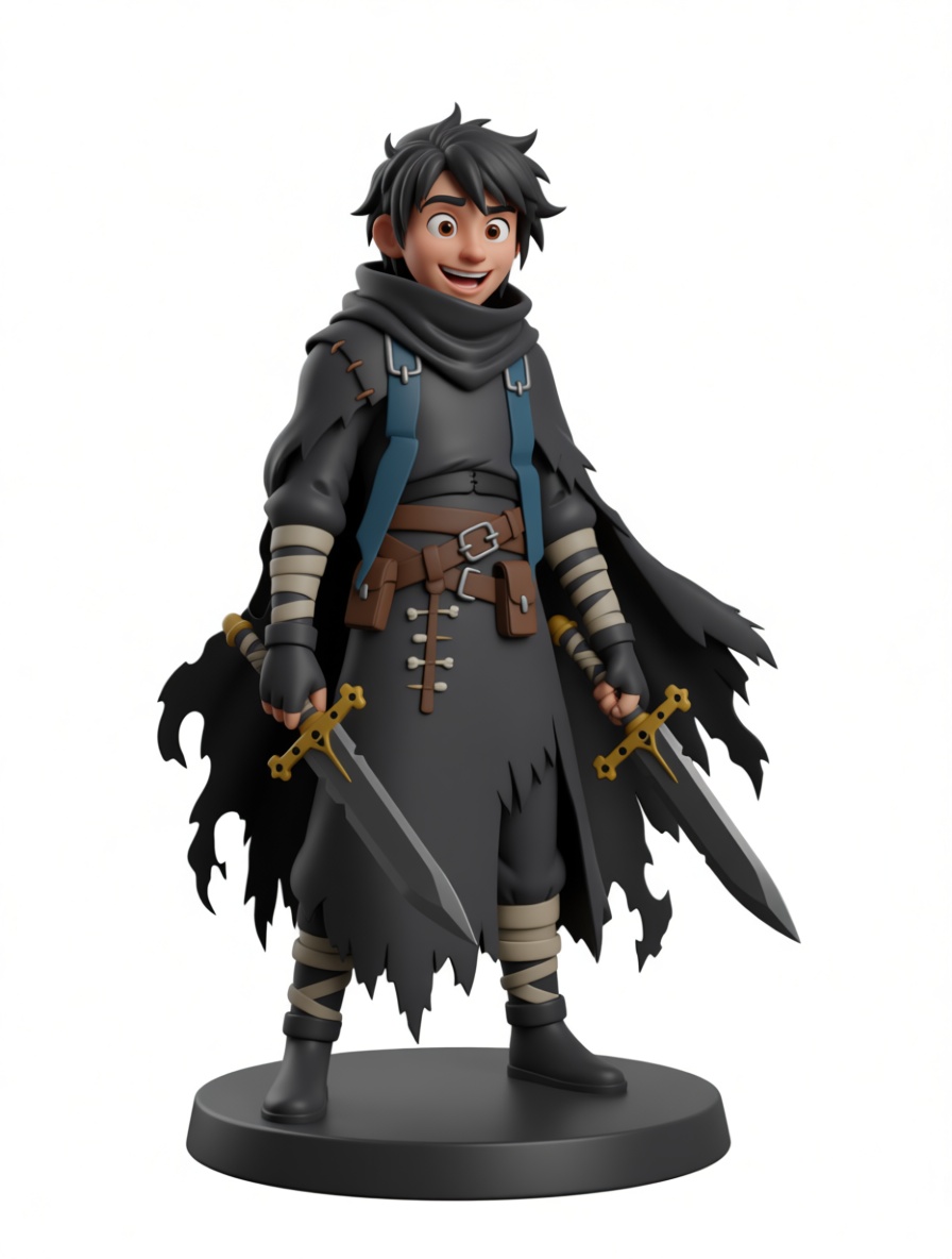 Dual Swords Rogue Figurine free 3D printable STL