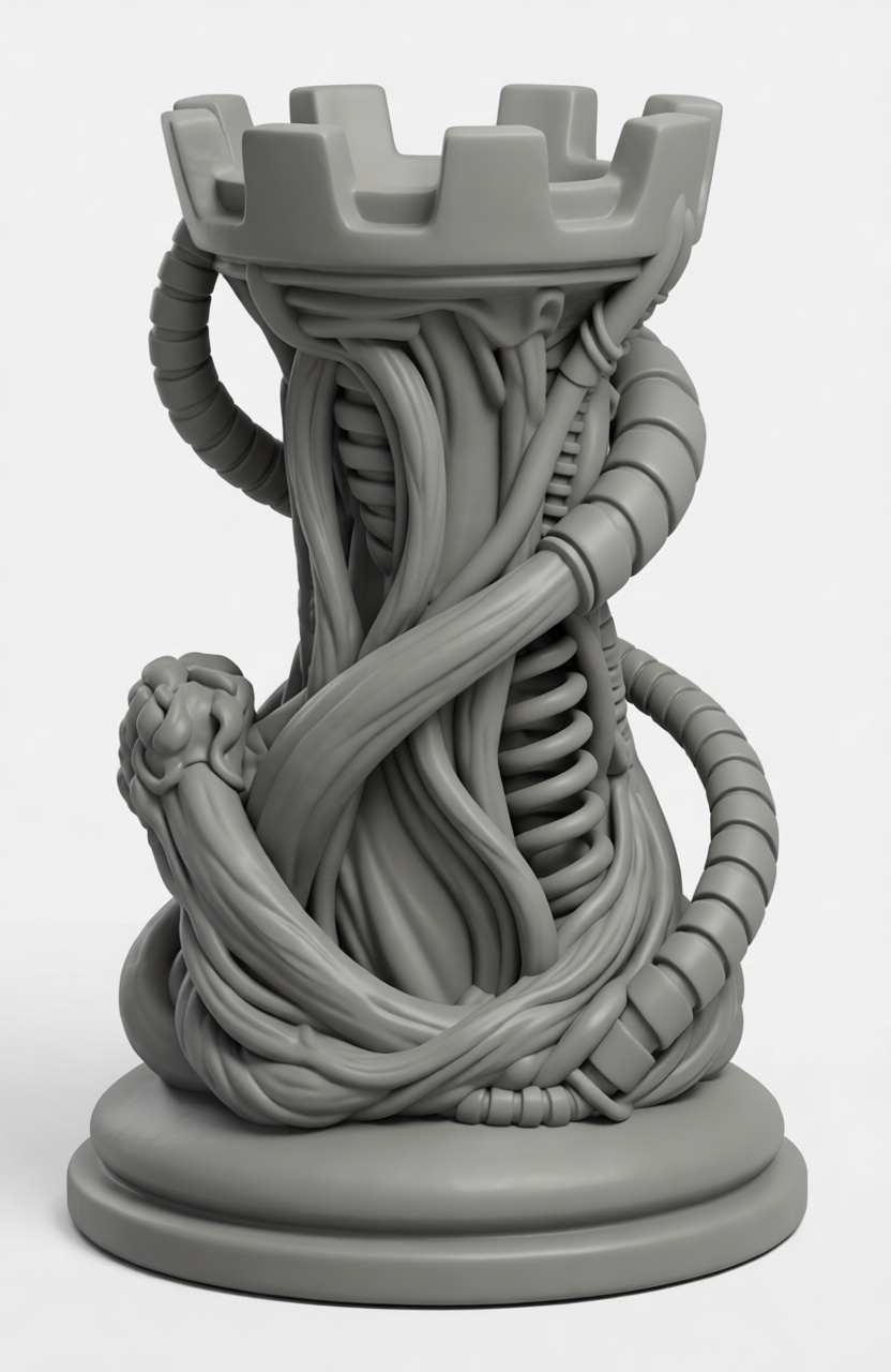 Biomechanical Rook Chess Piece free 3D printable STL