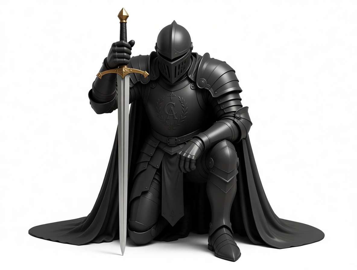 Kneeling Medieval Knight Figurine free 3D printable STL