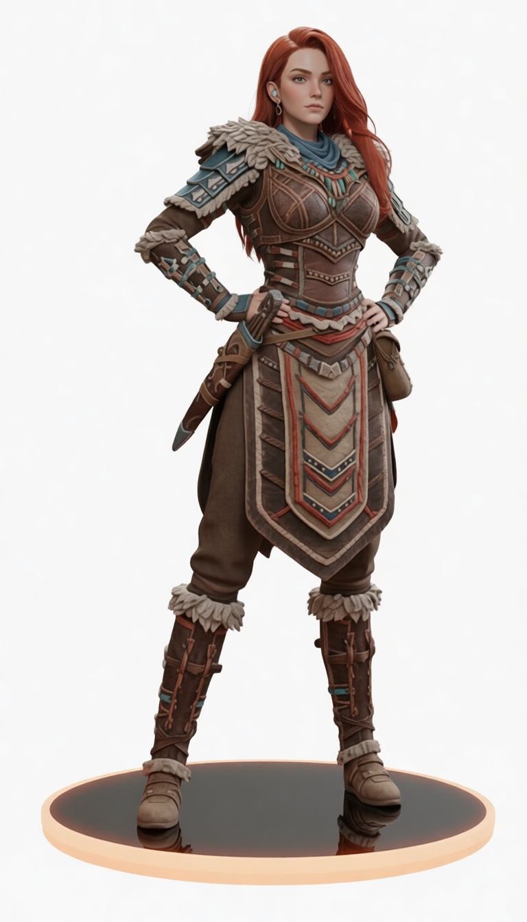 Red-Haired Warrior Figurine free 3D printable STL
