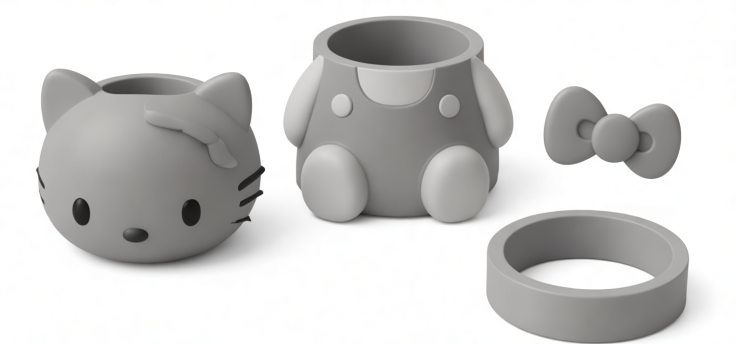 Hello Kitty Planter Pot free 3D printable STL