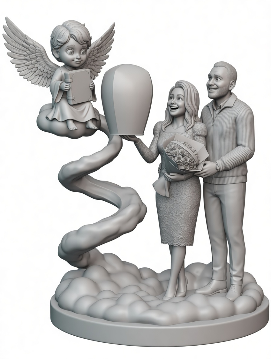 Couple with Angel Figurine free 3D printable STL