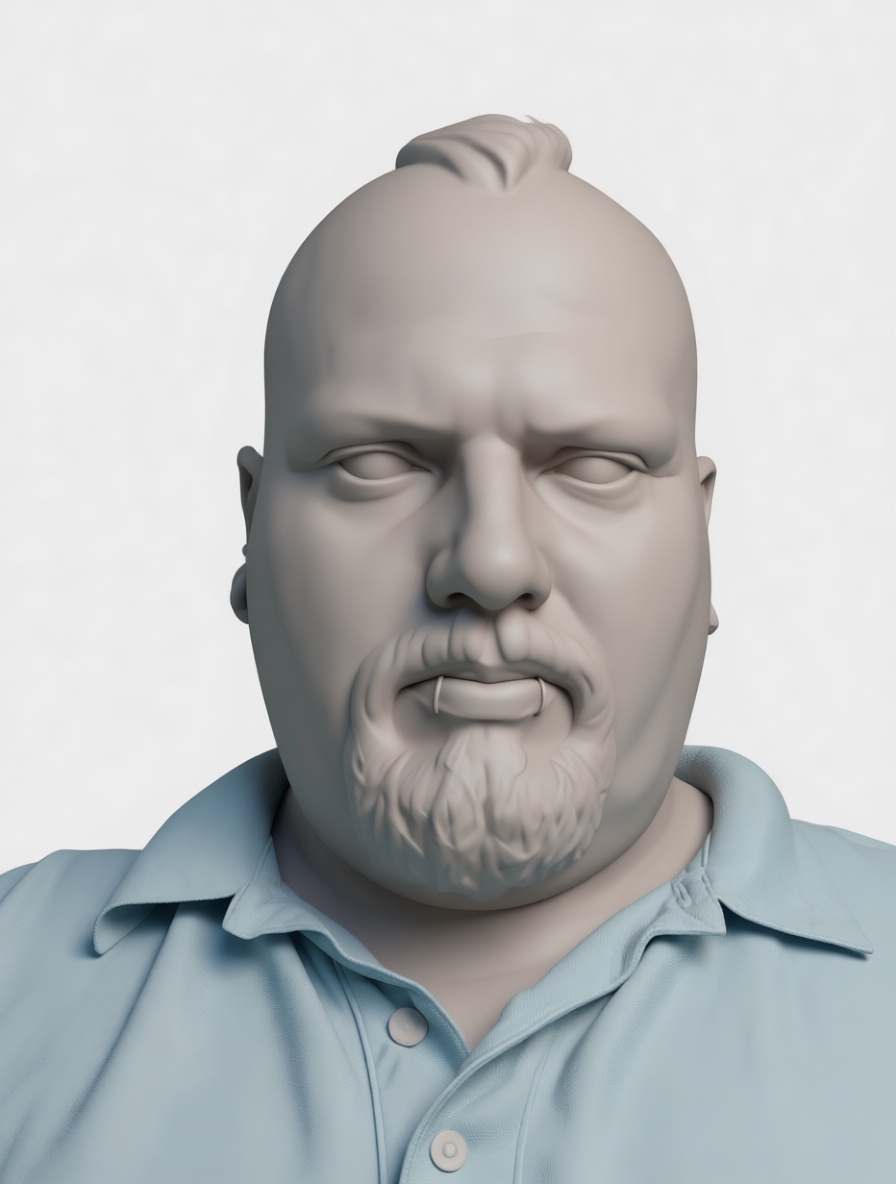 Bald Bearded Man Bust free 3D printable STL