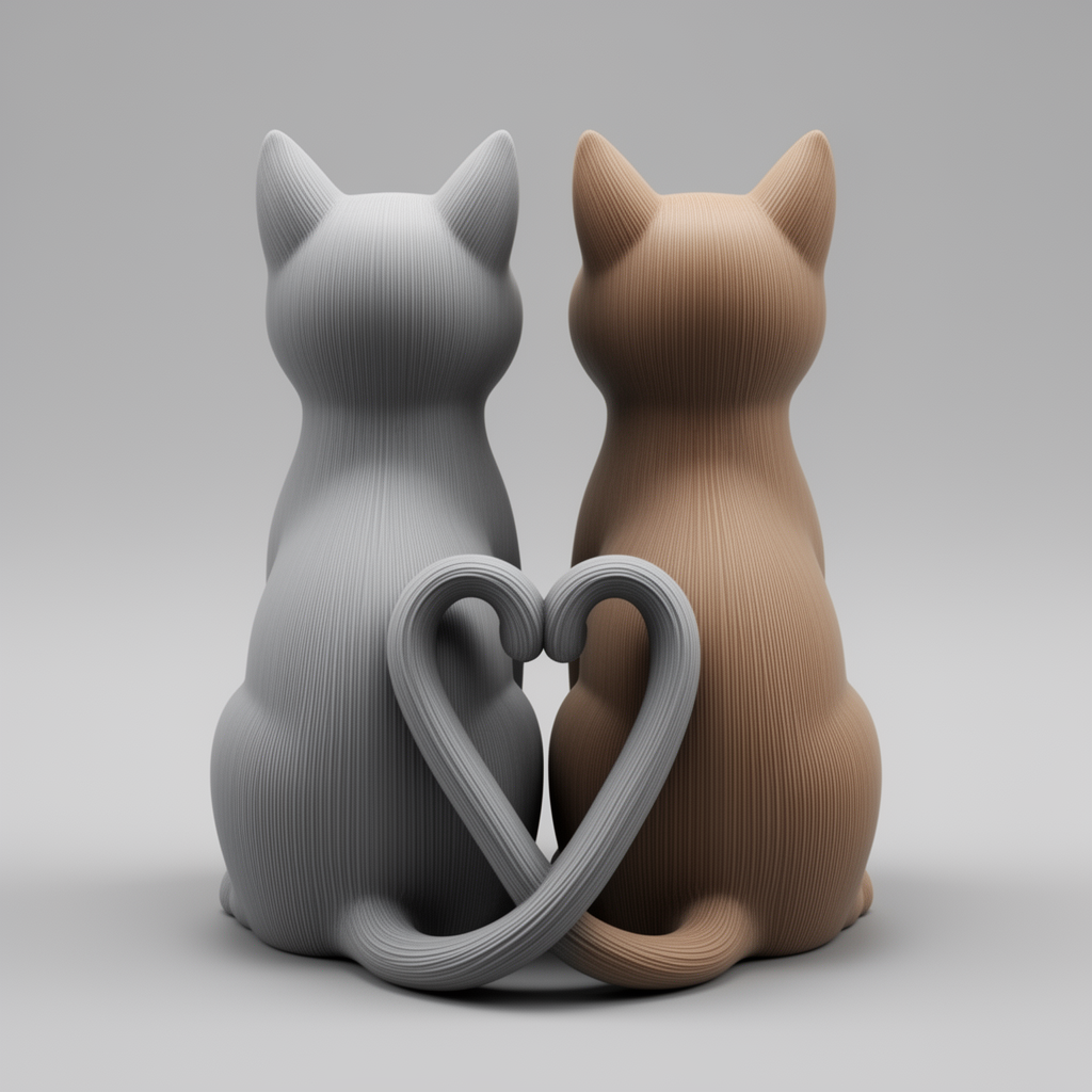 Heart-Tail Cat Figurines free 3D printable STL