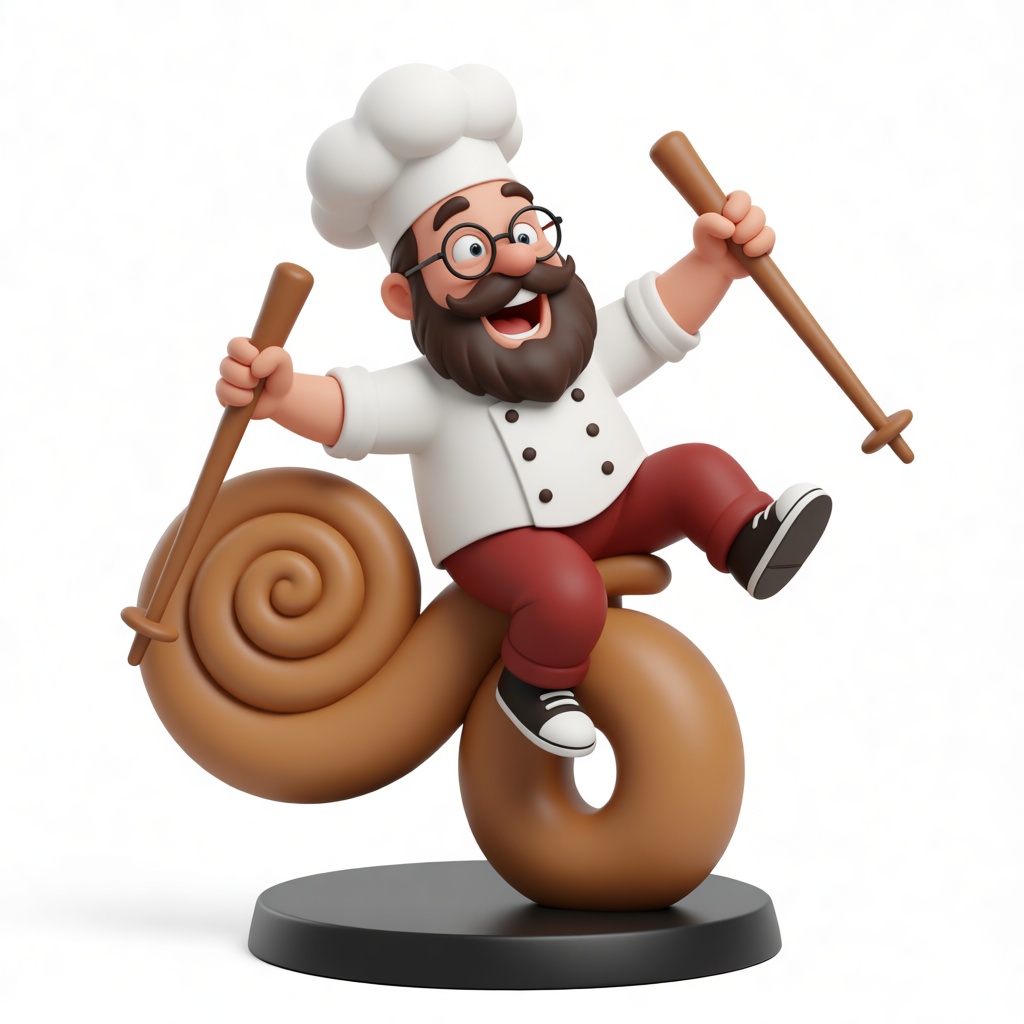 Chef Riding Cinnamon Roll Figurine free 3D printable STL