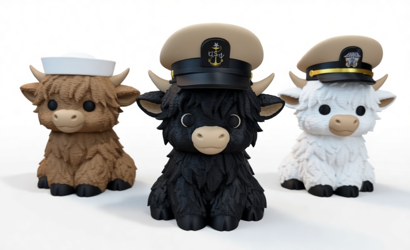 Highland Cow Sailor Figurines free 3D printable STL