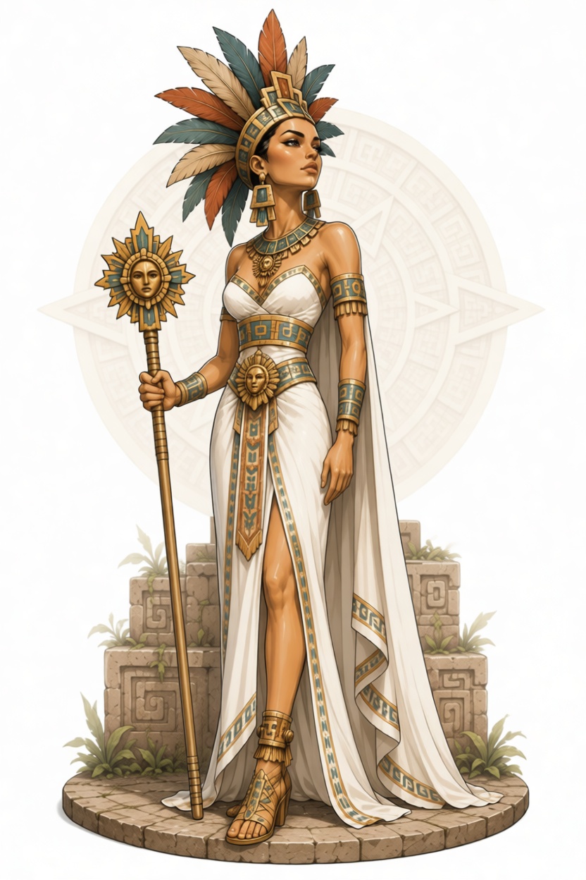 Aztec Priestess Figurine free 3D printable STL