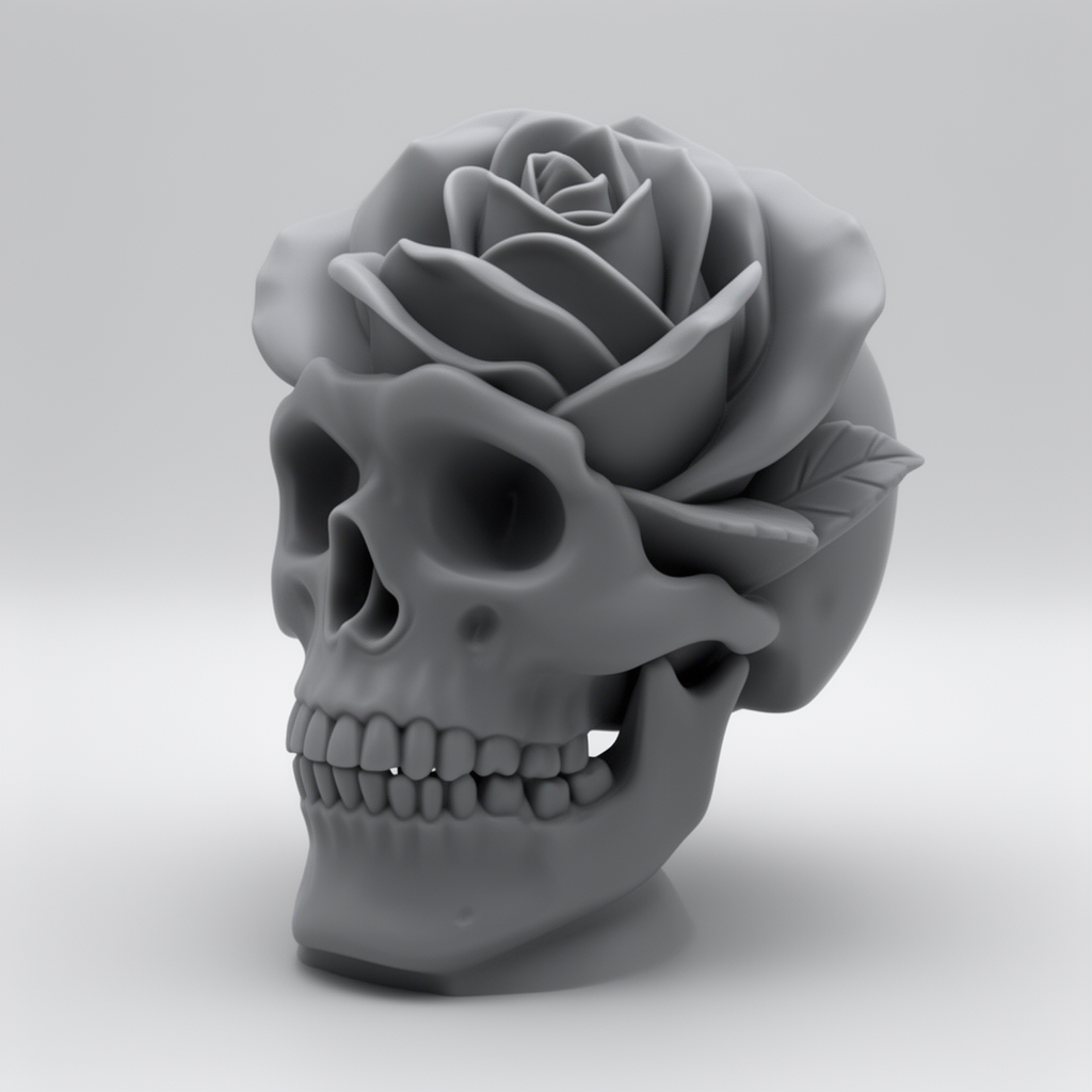 Skull Rose Sculpture free 3D printable STL
