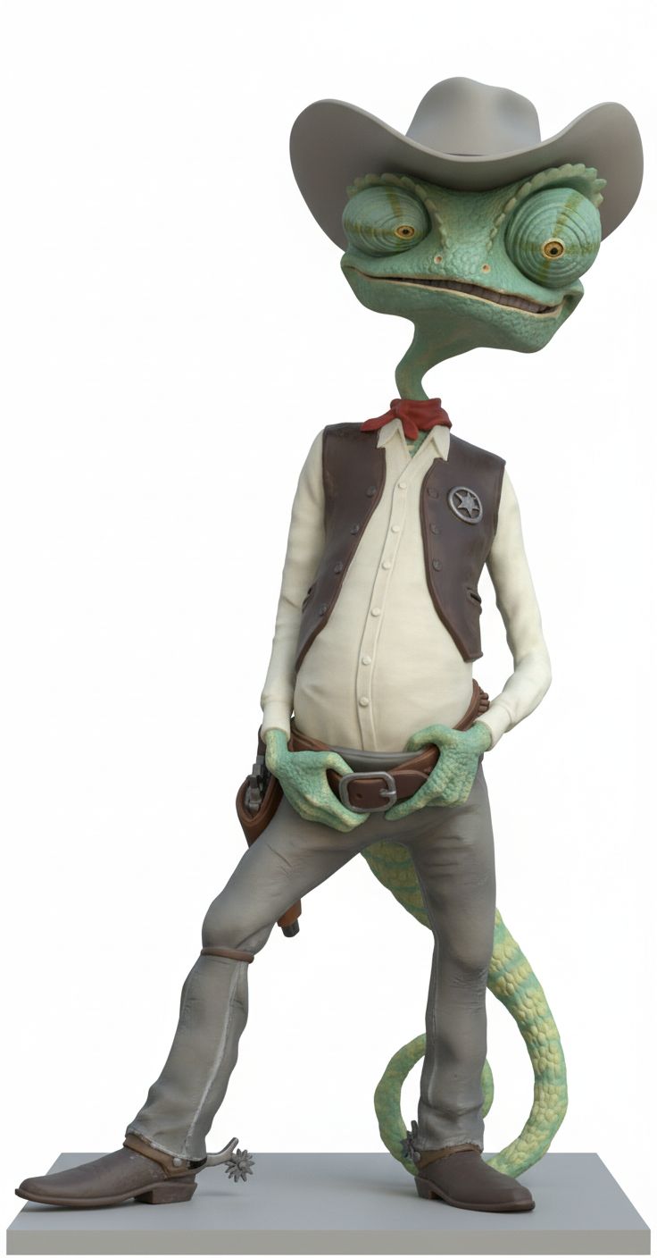 Cowboy Chameleon Figure free 3D printable STL