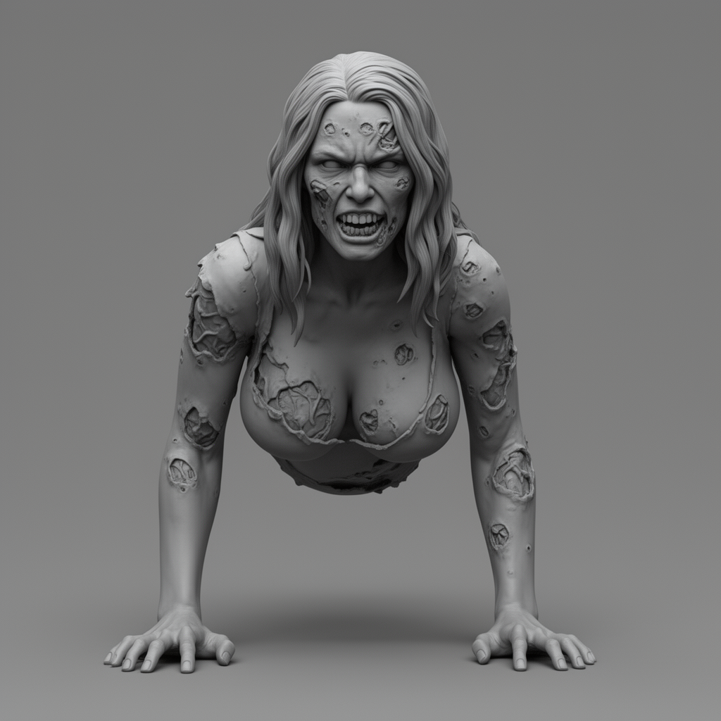 Female Zombie Bust free 3D printable STL