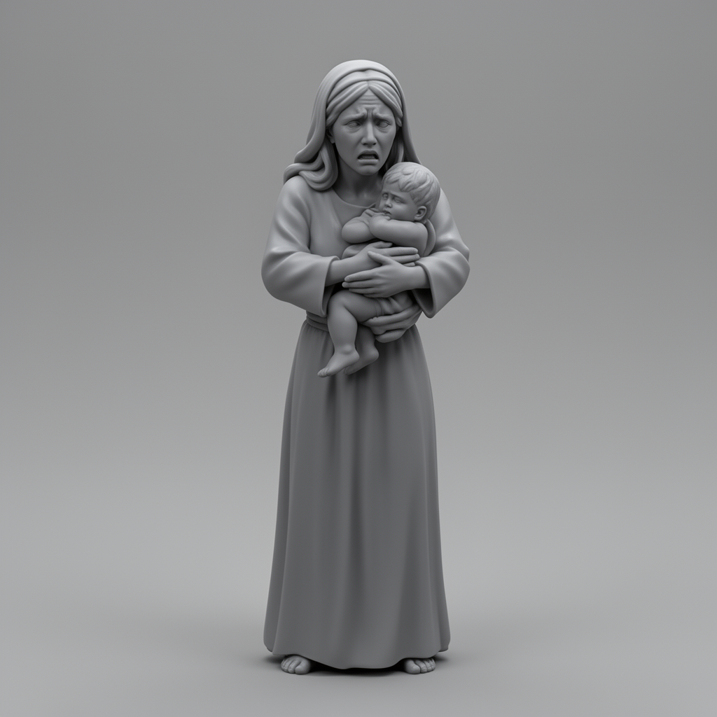 Mother Protecting Child Figurine free 3D printable STL