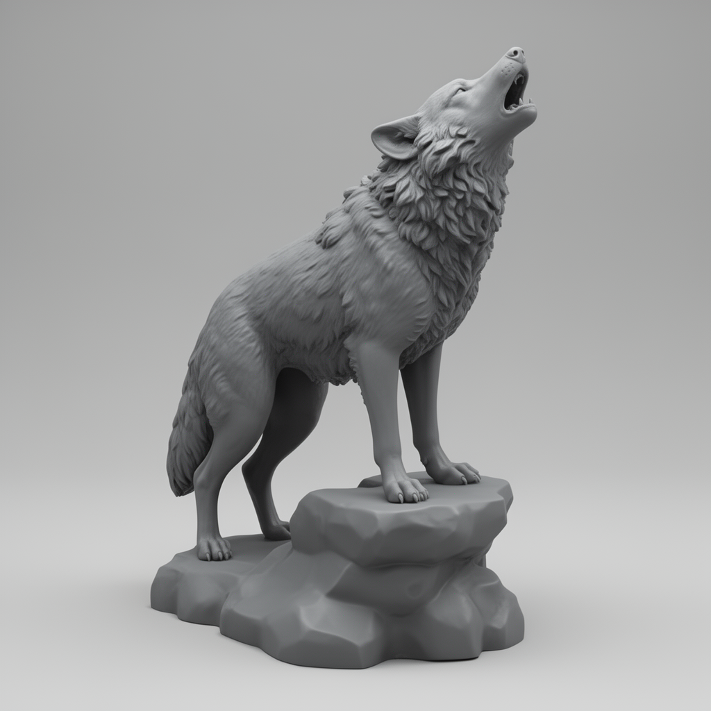 Howling Wolf Figurine free 3D printable STL