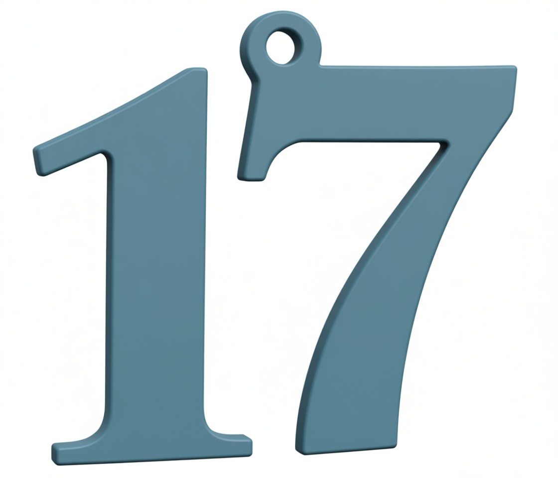 Number 17 Keychain free 3D printable STL